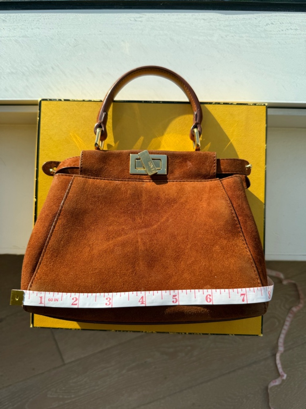 Authentic Fendi Peekaboo Suede Bag w Strap - Picture 9 of 11